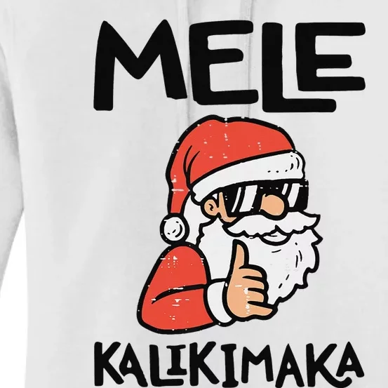 Santa Mele Kalikimaka Hawaiian Christmas Xmas Women's Pullover Hoodie