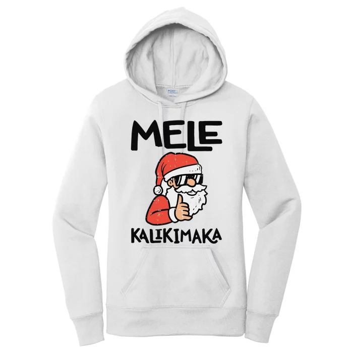 Santa Mele Kalikimaka Hawaiian Christmas Xmas Women's Pullover Hoodie