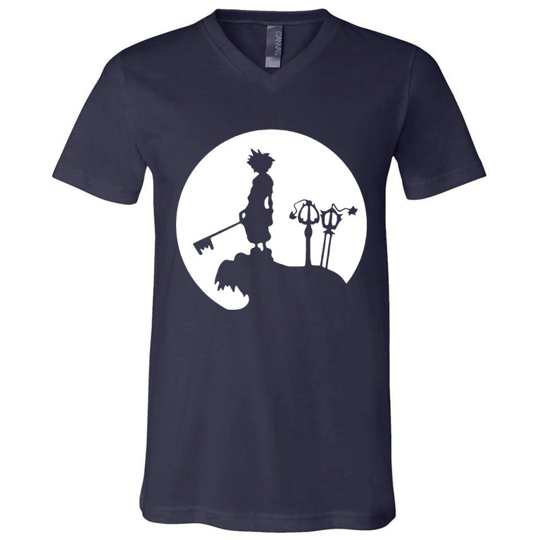 Sora Moon Kingdom Hearts V-Neck T-Shirt