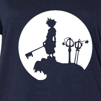 Sora Moon Kingdom Hearts Women's V-Neck Plus Size T-Shirt
