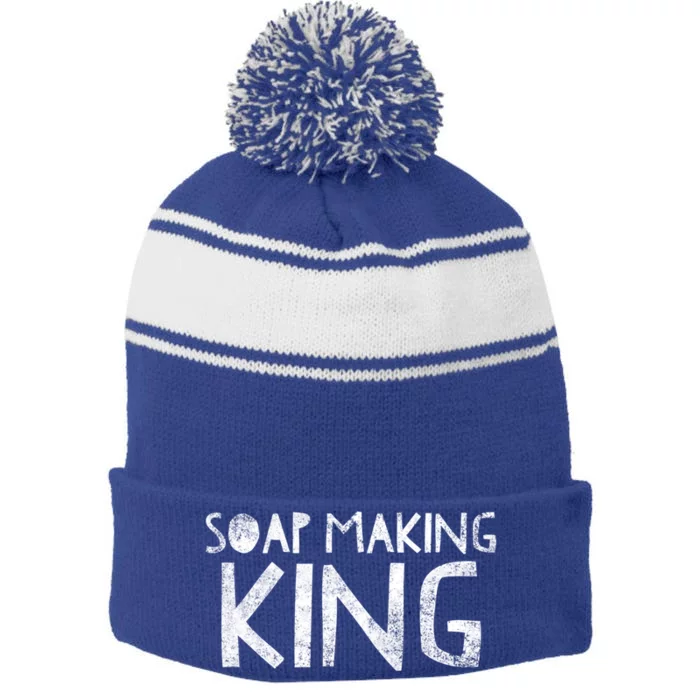 Soap Making King Cute Gift Proud Soap Maker Gift Stripe Pom Pom Beanie