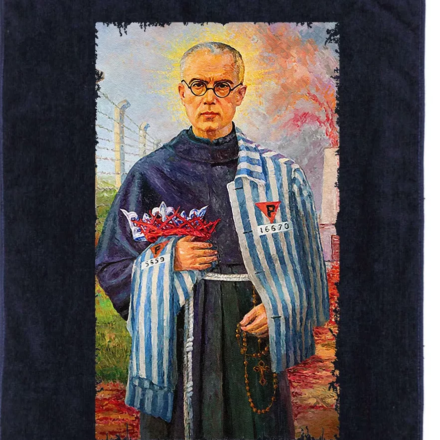 St Maximilian Kolbe Two Crowns Catholic Saint Platinum Collection Golf Towel