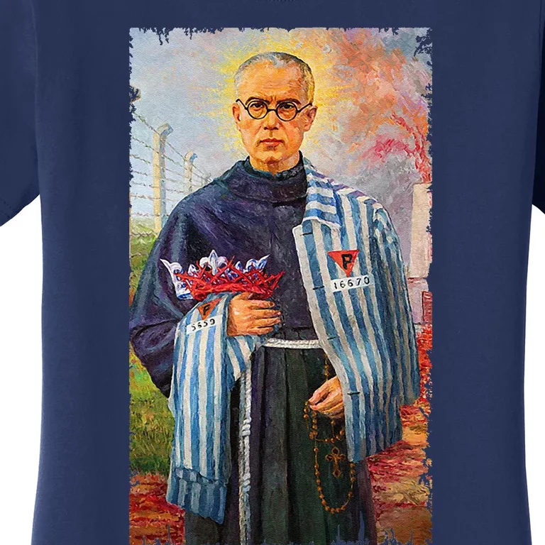 St Maximilian Kolbe Two Crowns Catholic Saint Women's T-Shirt