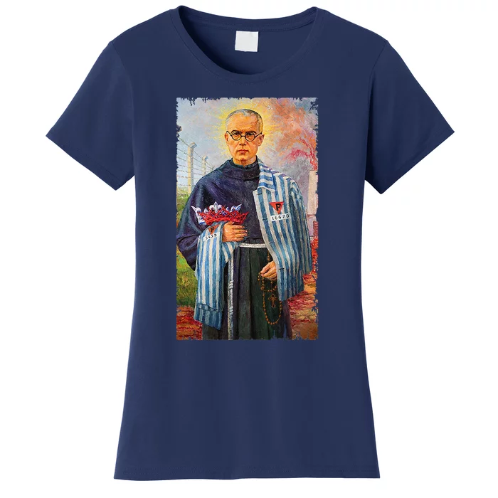 St Maximilian Kolbe Two Crowns Catholic Saint Women's T-Shirt