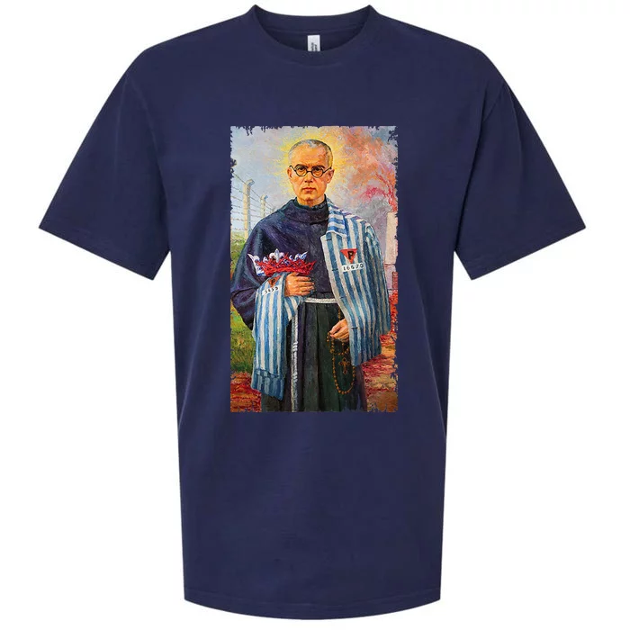 St Maximilian Kolbe Two Crowns Catholic Saint Sueded Cloud Jersey T-Shirt