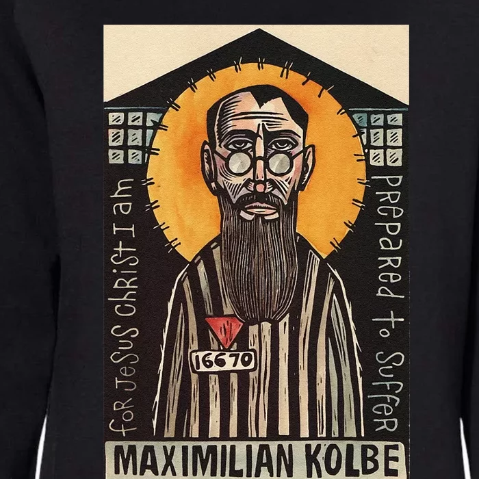 St Maximilian Kolbe Two Crowns Catholic Saint Womens California Wash Sweatshirt