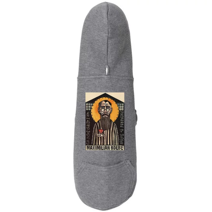 St Maximilian Kolbe Two Crowns Catholic Saint Doggie 3-End Fleece Hoodie