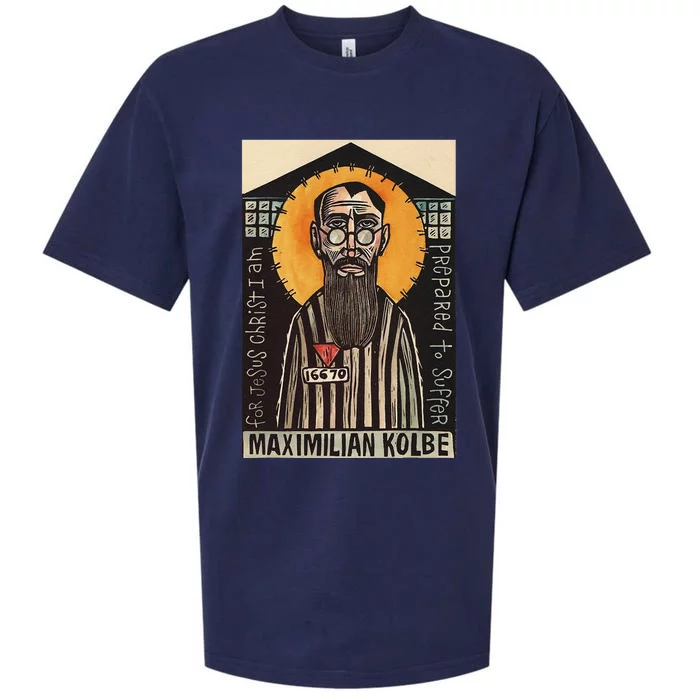 St Maximilian Kolbe Two Crowns Catholic Saint Sueded Cloud Jersey T-Shirt