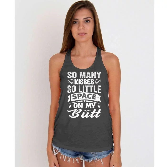 So Many Kisses So Little Space On My Butt Funny Women's Knotted Racerback Tank