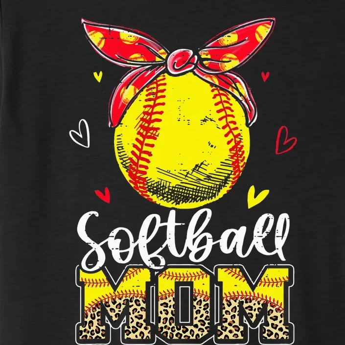 Softball Mom Leopard Headband Softball Ball Mothers Day Mama ChromaSoft Performance T-Shirt