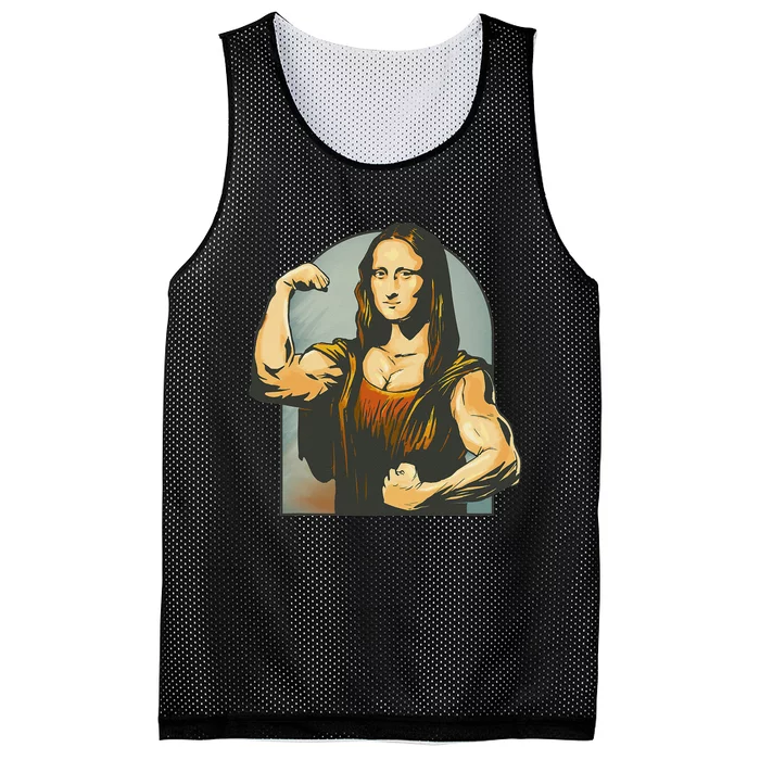 Strong Mona Lisa Leonardo Da Vinci Motiv Bodybuilding Body Mesh Reversible Basketball Jersey Tank