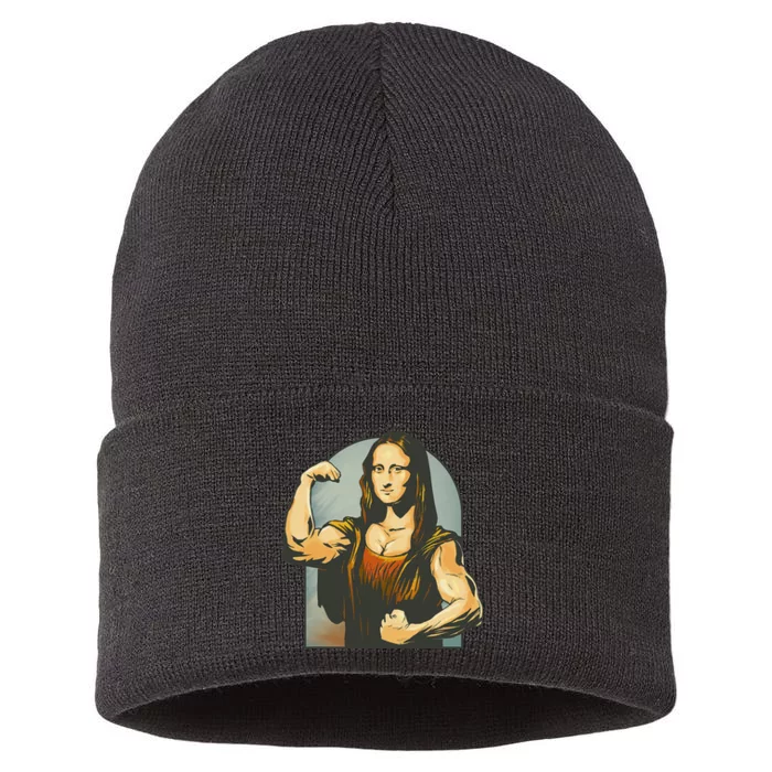 Strong Mona Lisa Leonardo Da Vinci Motiv Bodybuilding Body Sustainable Knit Beanie