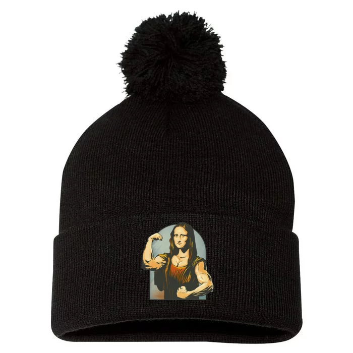 Strong Mona Lisa Leonardo Da Vinci Motiv Bodybuilding Body Pom Pom 12in Knit Beanie