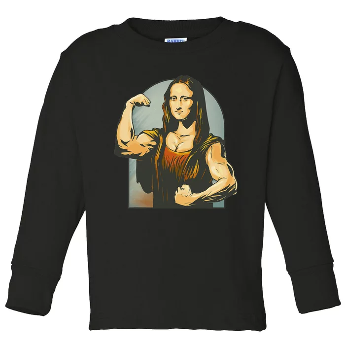 Strong Mona Lisa Leonardo Da Vinci Motiv Bodybuilding Body Toddler Long Sleeve Shirt