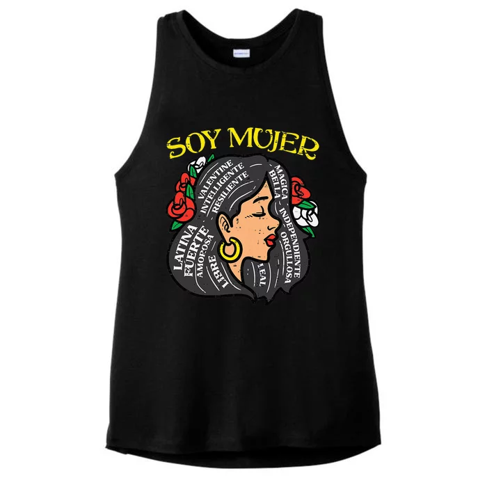 Soy Mujer Latin Woman Cinco De Mayo Mexican Ladies Tri-Blend Wicking Tank