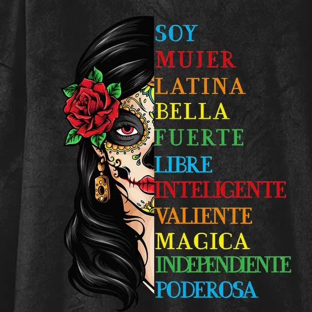 Soy Mujer Latina Chingona Red Rose in Hair Inspirational Hooded Wearable Blanket