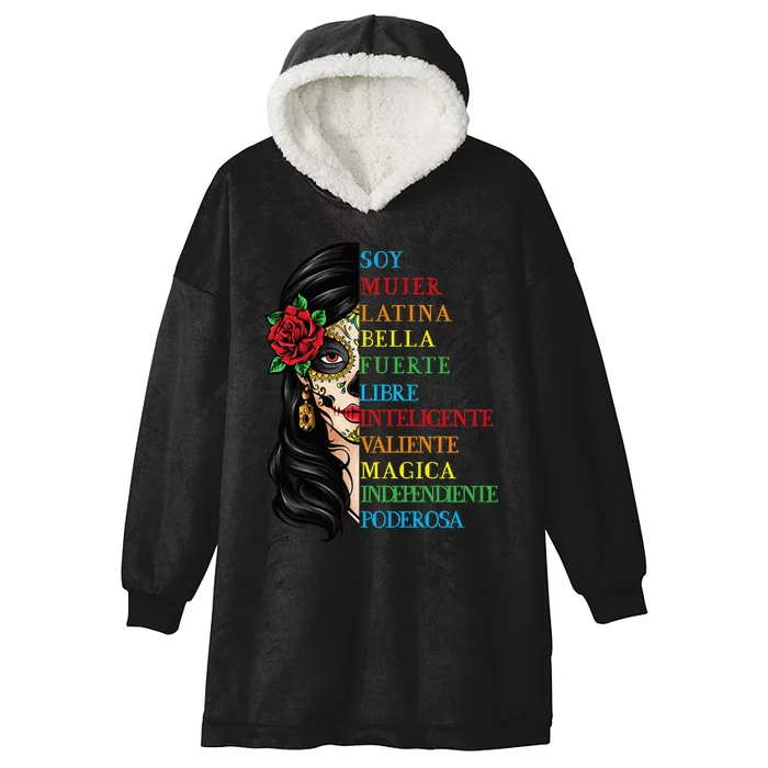 Soy Mujer Latina Chingona Red Rose in Hair Inspirational Hooded Wearable Blanket