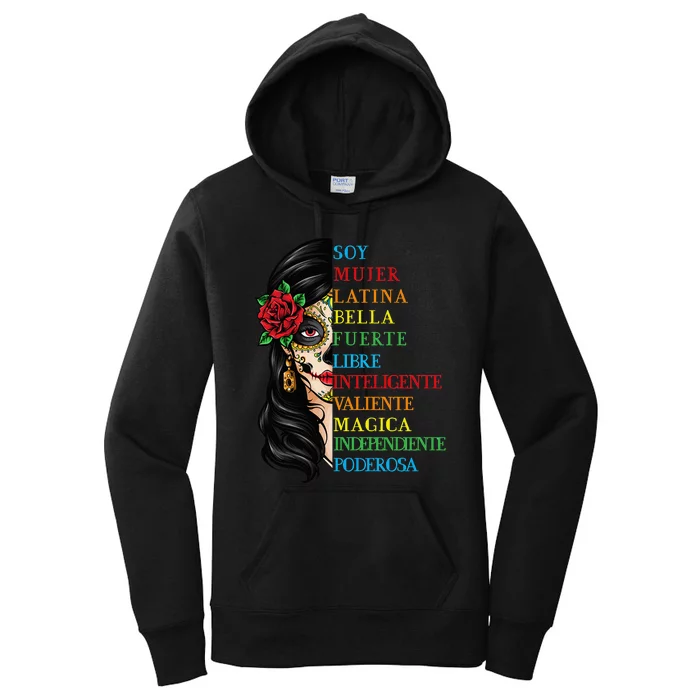 Soy Mujer Latina Chingona Red Rose in Hair Inspirational Women's Pullover Hoodie