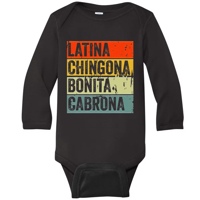 Soy Mujer Latina Chingona Bonita Cabrona Latino Women Pride Baby Long  Sleeve Bodysuit