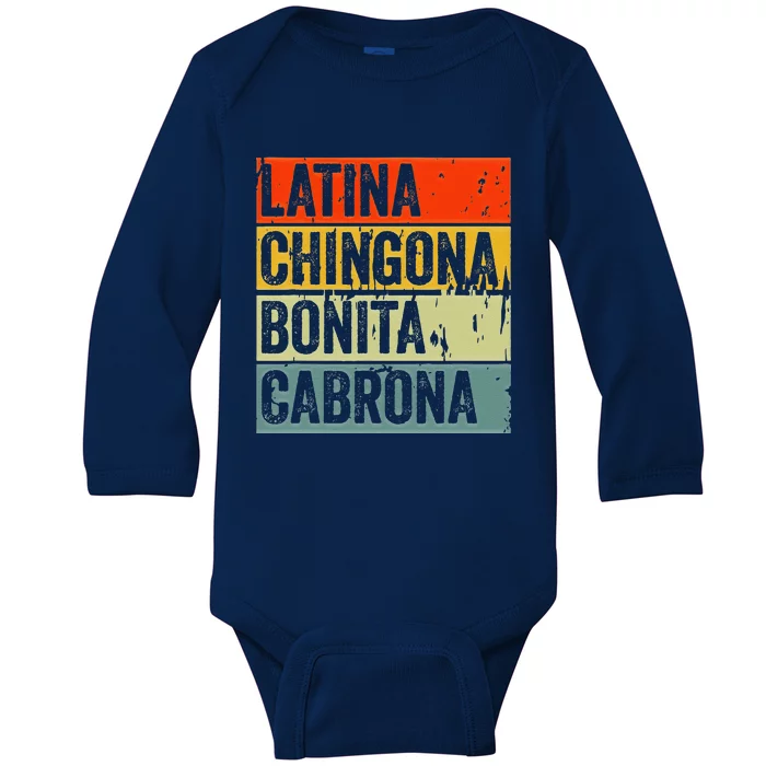 Soy Mujer Latina Chingona Bonita Cabrona Latino Women Pride Baby Long Sleeve Bodysuit