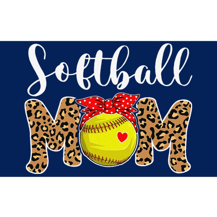 Softball Mom Leopard Messy Bun Game Day Funny Mothers Day Bumper Sticker