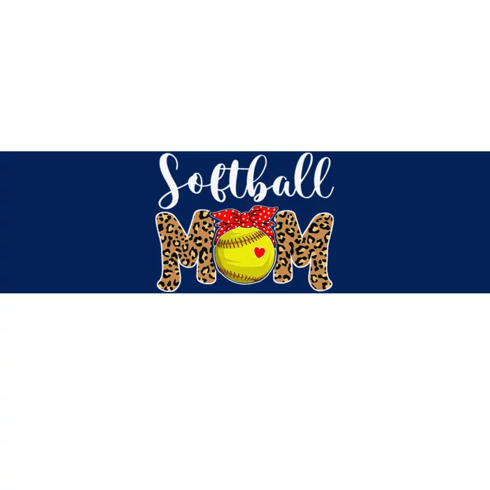 Softball Mom Leopard Messy Bun Game Day Funny Mothers Day Bumper Sticker