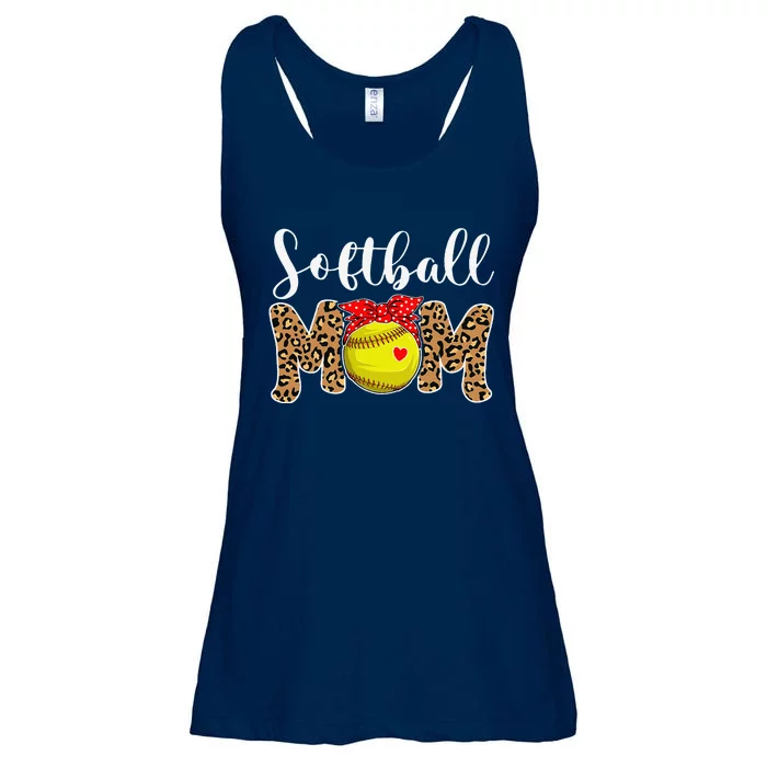 Softball Mom Leopard Messy Bun Game Day Funny Mothers Day Ladies Essential Flowy Tank