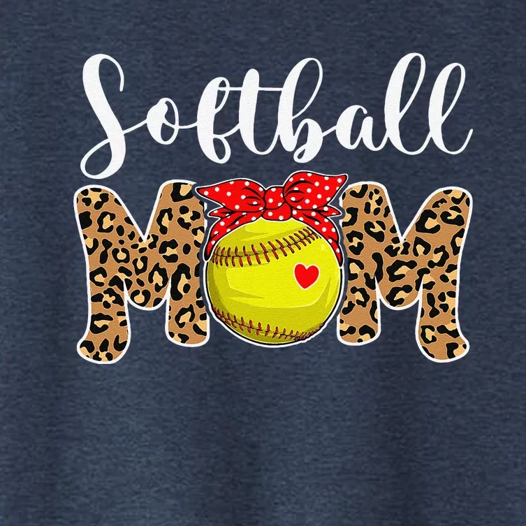 Softball Mom Leopard Messy Bun Game Day Funny Mothers Day Women's Crop Top Tee