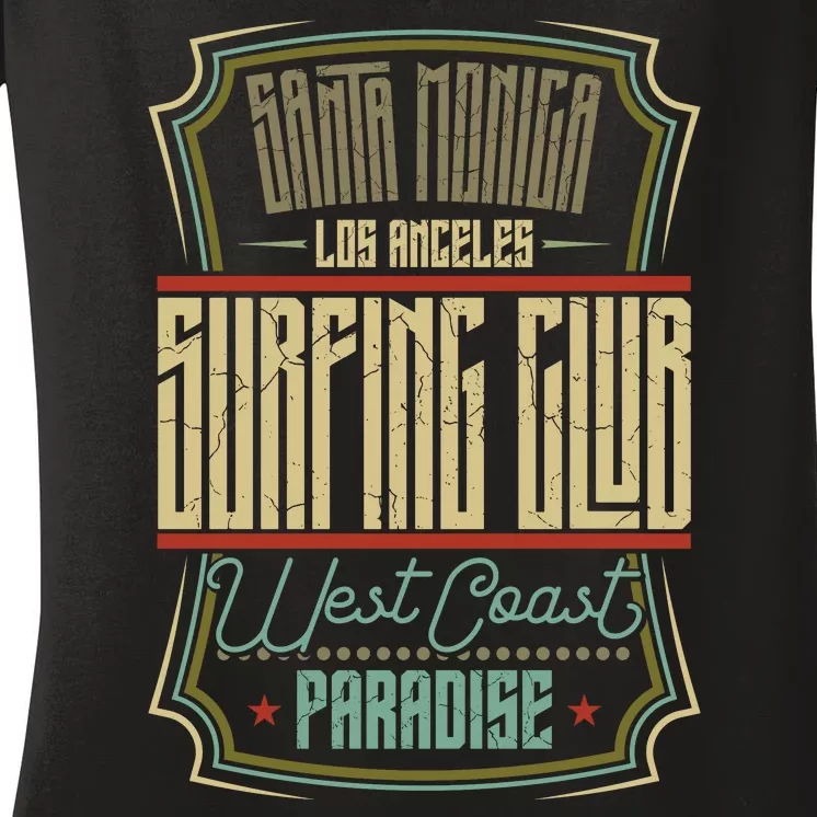 Santa Monica Los Angeles Surfing Club Women's V-Neck T-Shirt