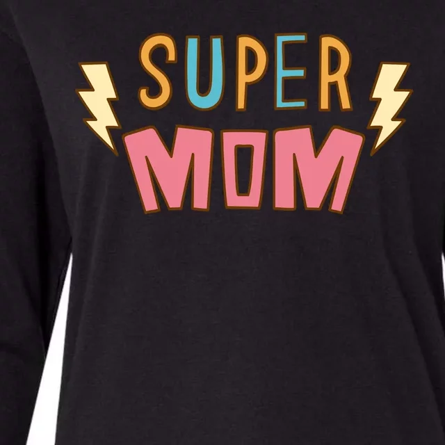 Super Mom Lighting Bolt Gift Womens Cotton Relaxed Long Sleeve T-Shirt