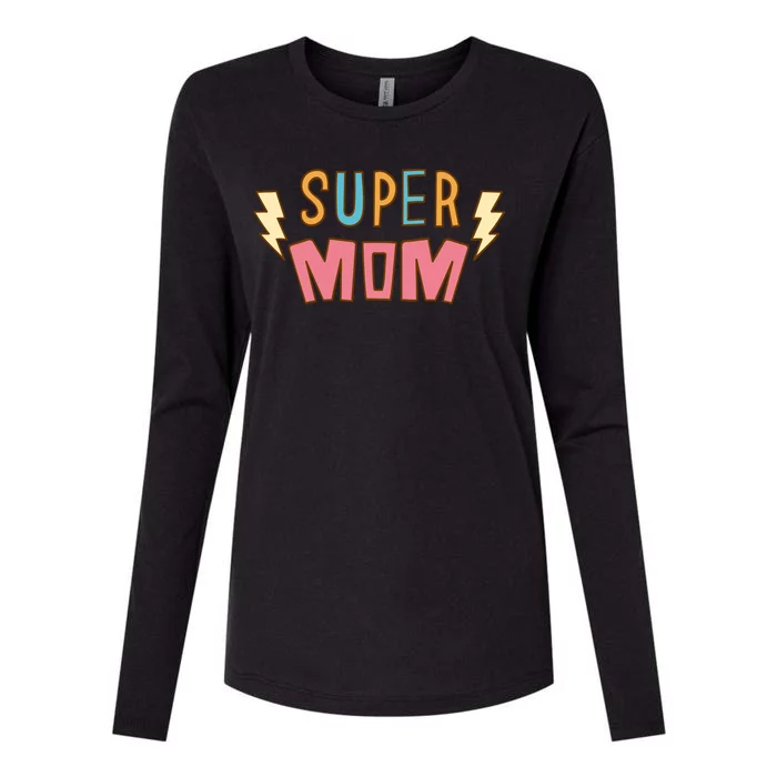 Super Mom Lighting Bolt Gift Womens Cotton Relaxed Long Sleeve T-Shirt