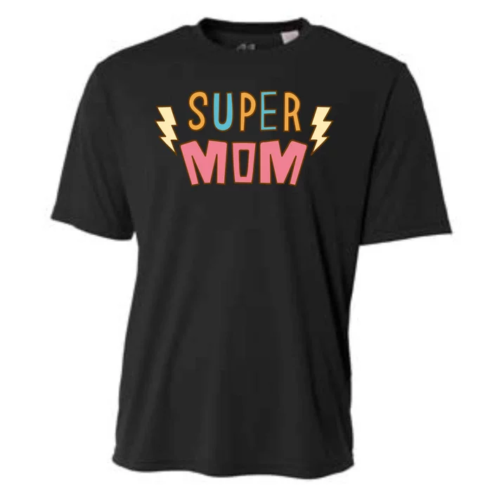 Super Mom Lighting Bolt Gift Cooling Performance Crew T-Shirt