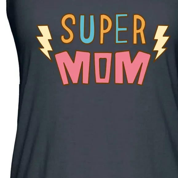 Super Mom Lighting Bolt Gift Ladies Essential Flowy Tank