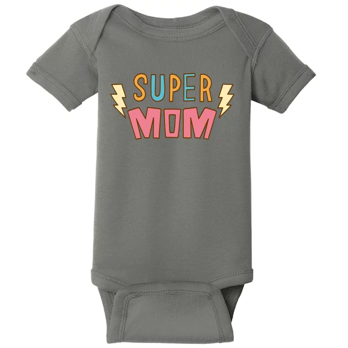 Super Mom Lighting Bolt Gift Baby Bodysuit