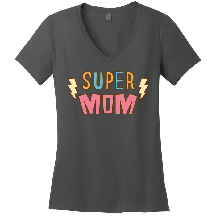 Super Mom Lighting Bolt Gift Women's V-Neck T-Shirt