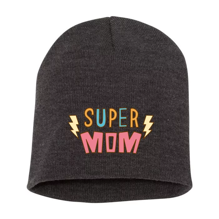 Super Mom Lighting Bolt Gift Short Acrylic Beanie