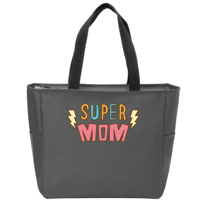 Super Mom Lighting Bolt Gift Zip Tote Bag