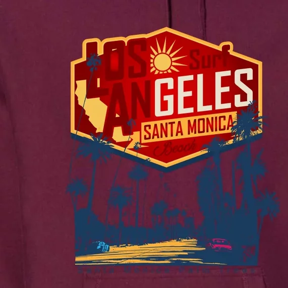 Santa Monica LA Los Angeles Retro Surf Beach Premium Hoodie