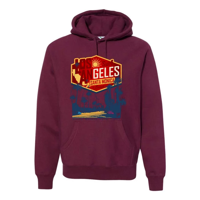 Santa Monica LA Los Angeles Retro Surf Beach Premium Hoodie