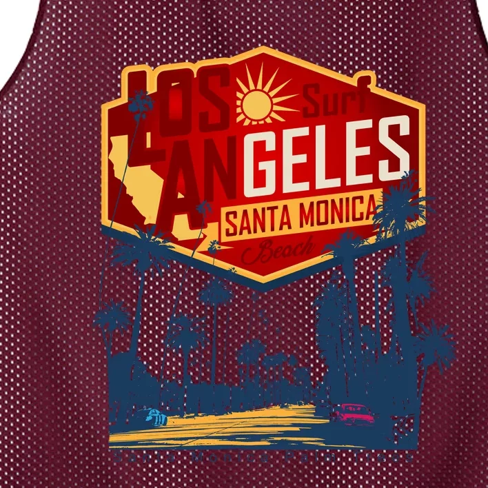 Santa Monica LA Los Angeles Retro Surf Beach Mesh Reversible Basketball Jersey Tank