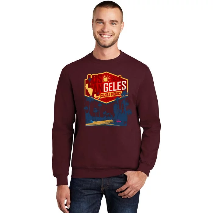 Santa Monica LA Los Angeles Retro Surf Beach Tall Sweatshirt