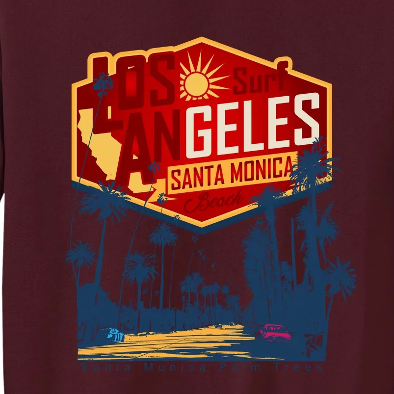 Santa Monica LA Los Angeles Retro Surf Beach Tall Sweatshirt