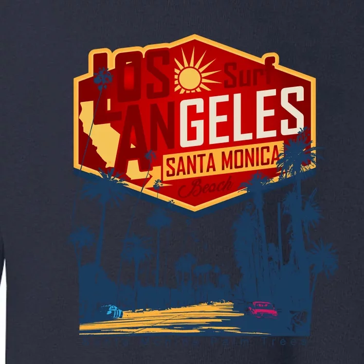 Santa Monica LA Los Angeles Retro Surf Beach Toddler Sweatshirt