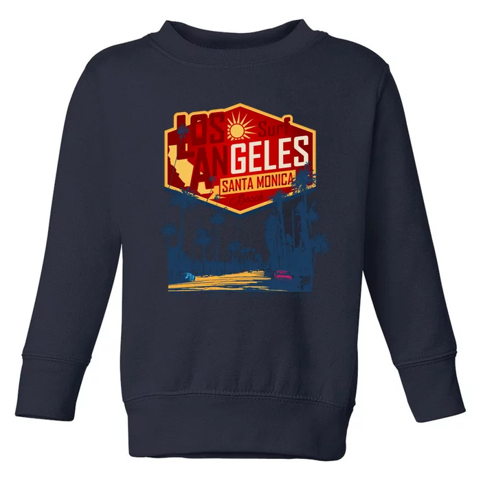 Santa Monica LA Los Angeles Retro Surf Beach Toddler Sweatshirt