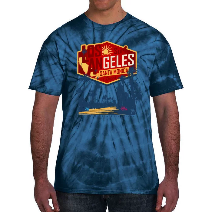 Santa Monica LA Los Angeles Retro Surf Beach Tie-Dye T-Shirt