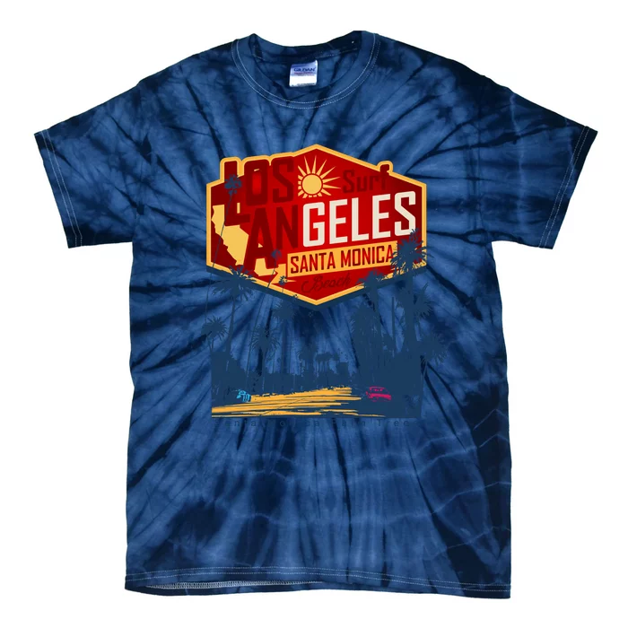 Santa Monica LA Los Angeles Retro Surf Beach Tie-Dye T-Shirt