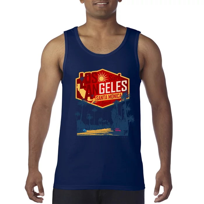 Santa Monica LA Los Angeles Retro Surf Beach Tank Top