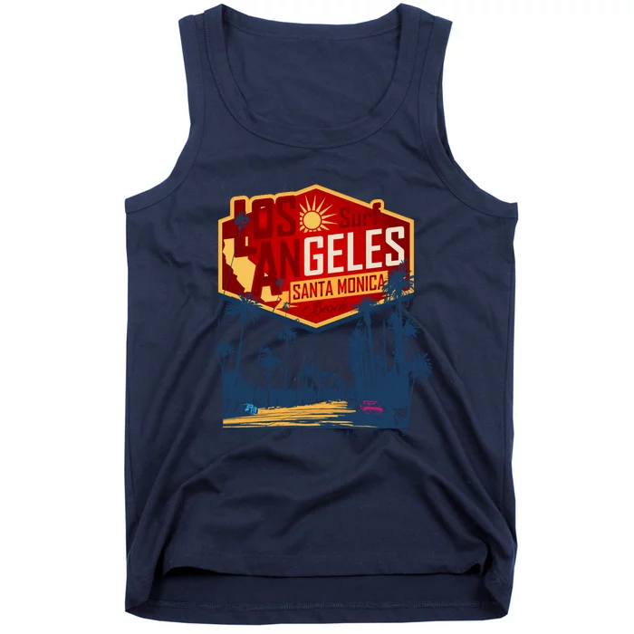 Santa Monica LA Los Angeles Retro Surf Beach Tank Top