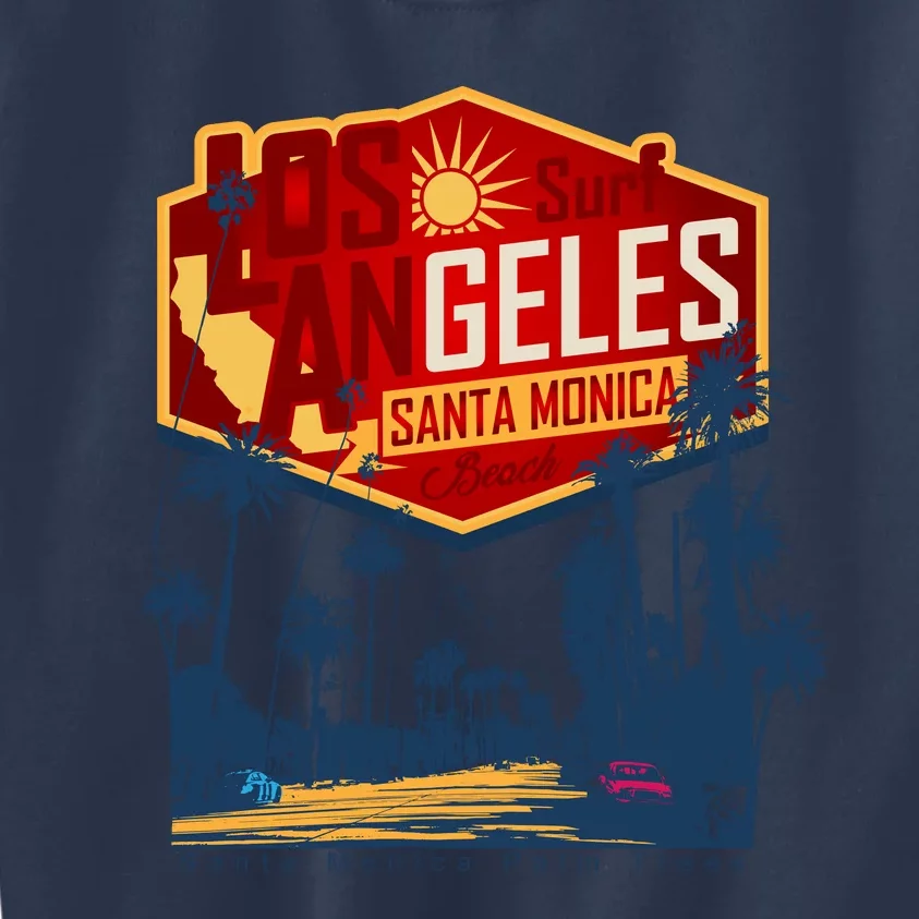 Santa Monica LA Los Angeles Retro Surf Beach Kids Sweatshirt