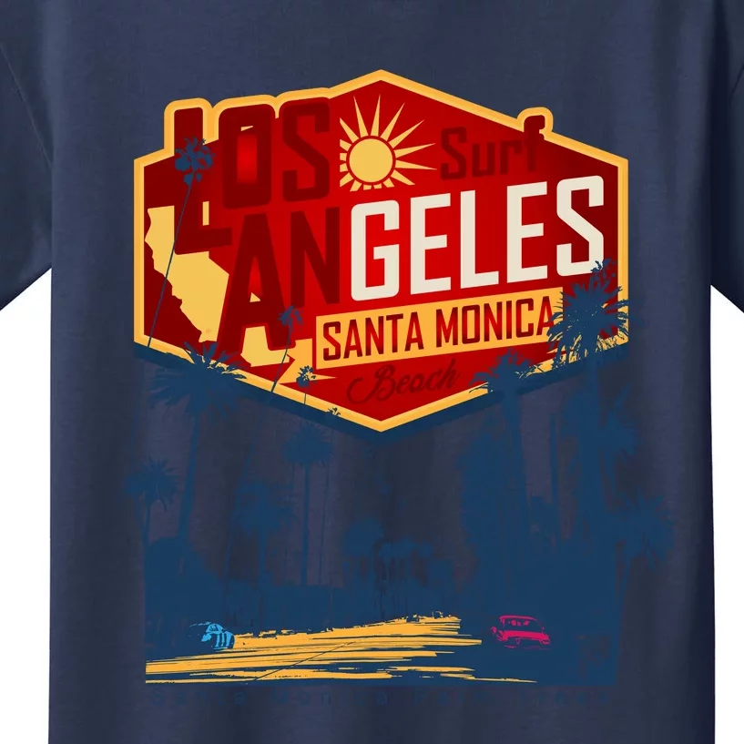 Santa Monica LA Los Angeles Retro Surf Beach Kids T-Shirt